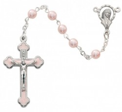 Girl's Pink Enamel Rosary [RBMV043]