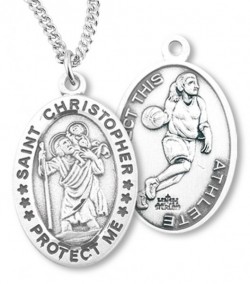 Girl's St. Christopher Basketball Medal Sterling Silver [HMM1088]