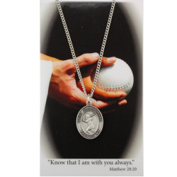Girl's St. Christopher Softball Medal Necklace and Prayer Card [MV1093]