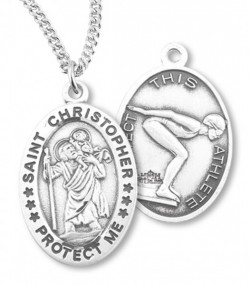 Girl's St. Christopher Swimming Medal Sterling Silver [HMM1091]