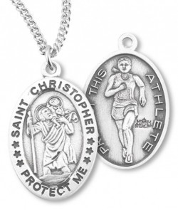 Women's St. Christopher Track Medal Sterling Silver [HMM1090]