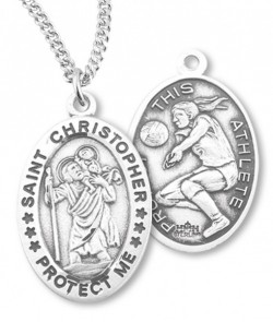 Women's St. Christopher Volleyball Medal Sterling Silver [HMM1093]