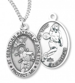 Girl's St. Sebastian Basketball Medal Sterling Silver [HMM1079]