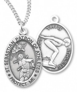Girl's St. Sebastian Swimming Medal Sterling Silver [HMM1082]