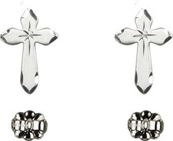 Girl's Sterling Silver Cross Post Earrings [BC0138]