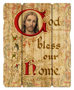 God Bless Our Home Distressed Wood Wall Plaque [HFA4629]