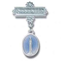 Godchild Baby Pin with Blue Sterling Silver Miraculous Medal [PN0045]