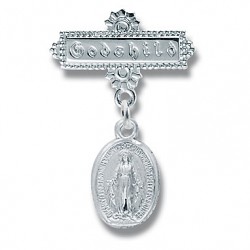 Godchild Baby Pin with Miraculous Sterling Silver Medal [PN0044]