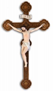 Hand Painted Bronzed Resin Wall Crucifix - 20 Inches [GSCH1074]