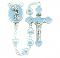 Heart Shaped Blue Glass Bead Baby Rosary [HBR001]