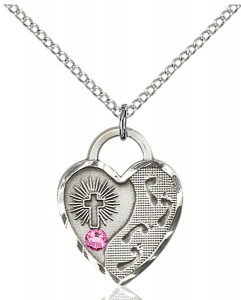 Heart Shaped Footprints Pendant with Birthstone Options [BLST3207]