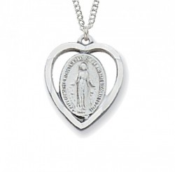 Heart Shaped Miraculous Medal Sterling or Pewter [CM2048]