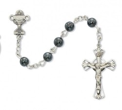 Hematite First Communion Chalice Rosary - Sterling Silver [MVC0040]