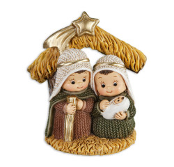Holy Family Yarn People with Gold Accents Under Star [HR1005]