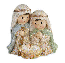 Holy Family Yarn People with Gold and Glitter Accents  [HR1008]