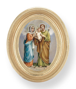Holy Family w Lilies Small 4.5 Inch Oval Framed Print [HFA4734]
