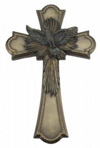 Holy Spirit Confirmation Cross, Bronzed Resin - 8 inch [GSS062]