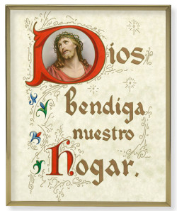 House Blessing in Spanish Gold Frame 8x10 Plaque [HFA4932]