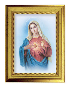Immaculate Heart of Mary 5x7 Print in Gold-Leaf Frame [HFA5192]
