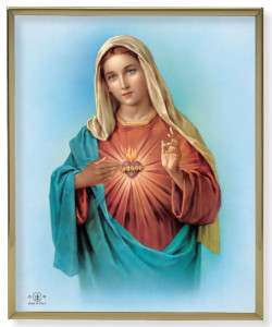 Immaculate Heart of Mary Gold Trim Plaque - 2 Sizes [HFA0148]