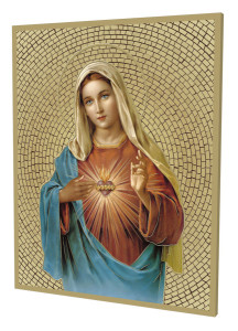 Immaculate Heart of Mary Gold foil Mosaic Plaque [HFA0607]