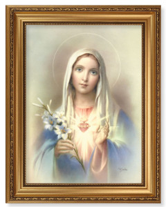 Immaculate Heart of Mary with Lily 12x16 Framed Print Artboard [HFA5147]