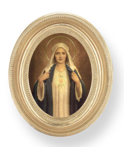 Immaculate Heart of Mary Small 4.5 Inch Oval Framed Print [HFA4714]
