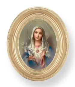 Immaculate Heart of Mary Small 4.5 Inch Oval Framed Print [HFA4715]