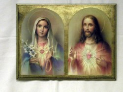 Immaculate Heart of Mary &amp; Sacred Heart of Jesus Florentine Plaque 10 Inches  [PL3095]