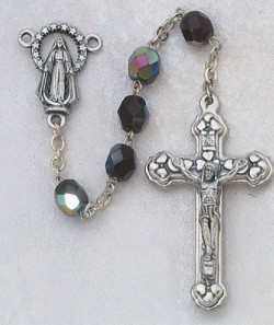 January Birthstone Rosary (Garnet) - Silver Oxidized [MVR037]