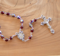 January Dark Red Aurora Glass Bead Rosary [MVRB1134]