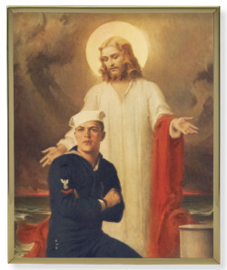Jesus with Sailor Gold Frame 8x10 Plaque [HFA4902]