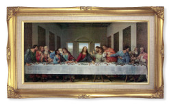 Last Supper Gold-Leaf Frame with Linen Border Art [HFA4783]