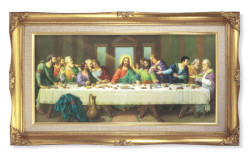 Last Supper by Zabateri Gold-Leaf Frame with Linen Border Art [HFA4782]