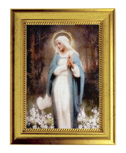 Madonna of the Lillies 5x7 Print in Gold-Leaf Frame [HFA5227]