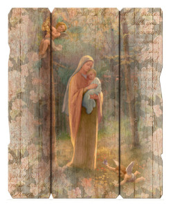 Madonna of the Woods Distressed Wood Wall Plaque [HFA4620]