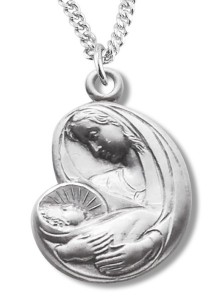 Madonna and Child Medal Sterling Silver [REM2109]