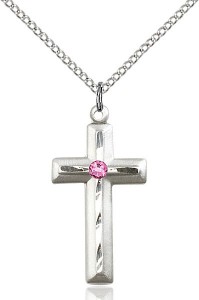 Matte and Polished Cross Pendant with Birthstone Options [BLST6000]