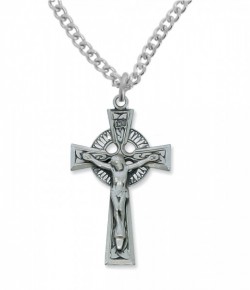 Men's Celtic Crucifix Pendant Sterling Silver or Pewter [MV2036]