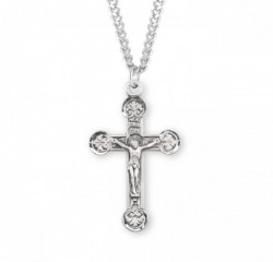 Men's Detailed Floret Tip Crucifix Necklace [HMM3338]