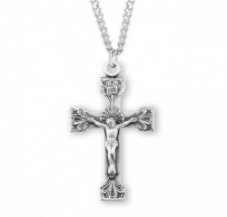Men's Extended Blade Leaf Crucifix Necklace [HMM3284]