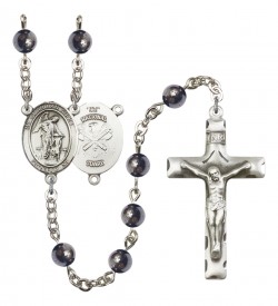 Men's Guardian Angel National Guard Silver Plated Rosary [RBENM8118S5]