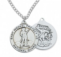 Men's National Guard Saint Michael Medal Sterling Silver [MV2034]