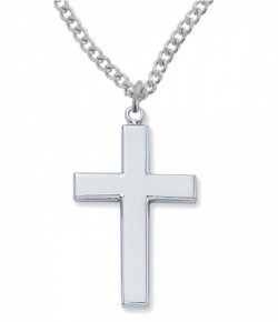 Men's Plain High Polish Sterling Silver Cross Pendant [MVC0100]