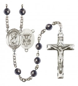 Men's St. Christopher Navy Silver Plated Rosary [RBENM8022S6]