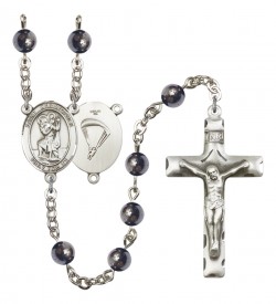 Men's St. Christopher Paratrooper Silver Plated Rosary [RBENM8022S7]