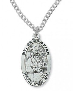 Men's St. Sebastian Medal Sterling Silver [MVM1125]