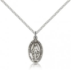 Women's Small Classic Oval Miraculous Medal Necklace [BM0474]