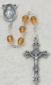 November Birthstone Rosary (Topaz) - Silver Oxidized [MVR035]