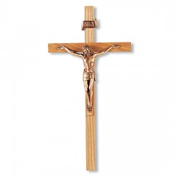 Contemporary Slimline Oak Wall Crucifix - 11 inch [CRX4194]